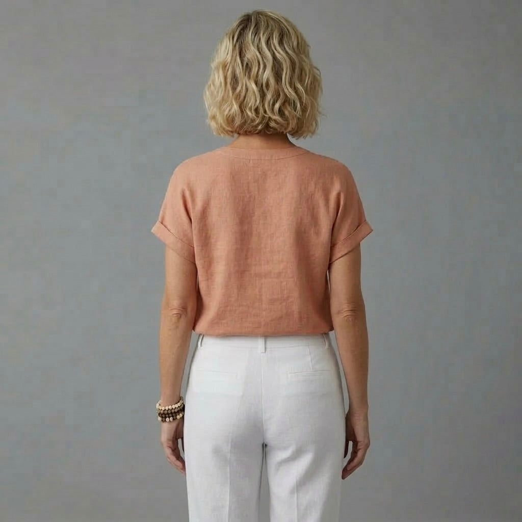 Kaia | Linen V-Neck Summer Blouse