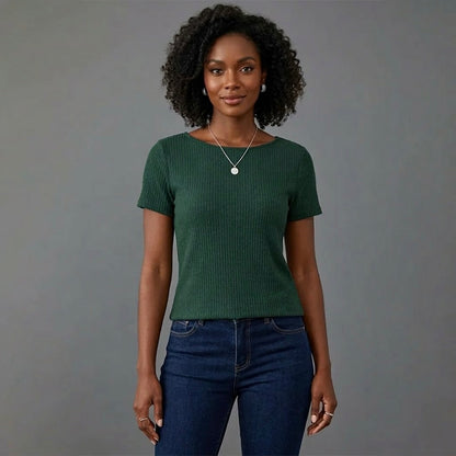 Naya | Ribbed Short Sleeve Top