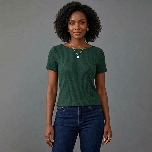 Naya | Ribbed Short Sleeve Top