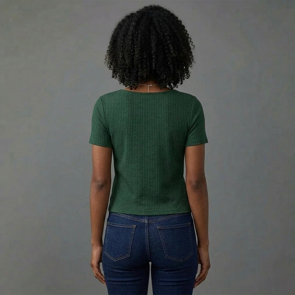 Naya | Ribbed Short Sleeve Top