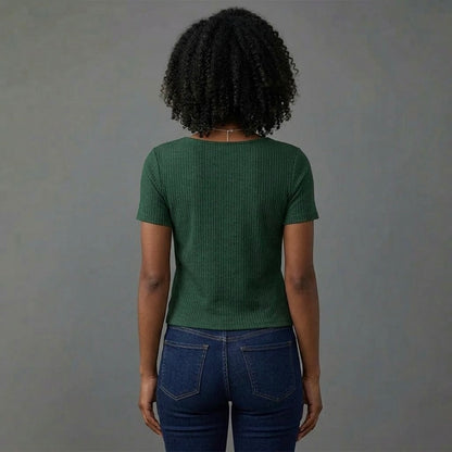 Naya | Ribbed Short Sleeve Top