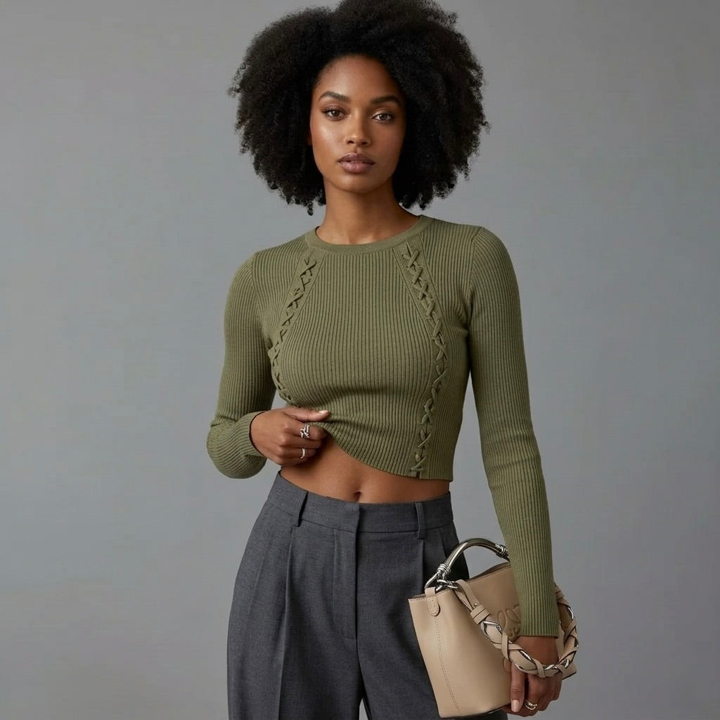 Amara | Ribbed Long Sleeve Contour Top