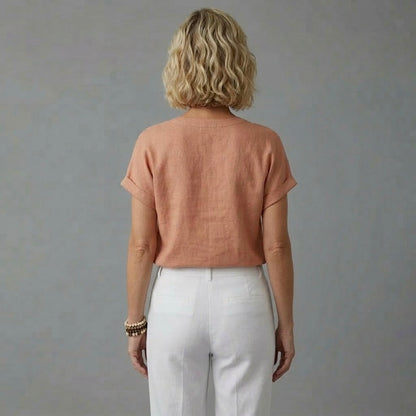 Kaia | Linen V-Neck Summer Blouse