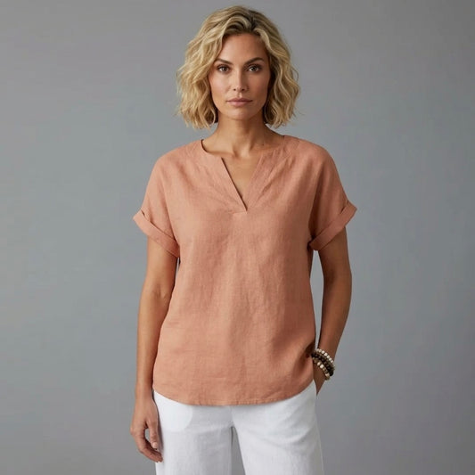 Kaia | Linen V-Neck Summer Blouse