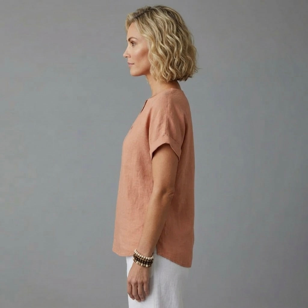 Kaia | Linen V-Neck Summer Blouse