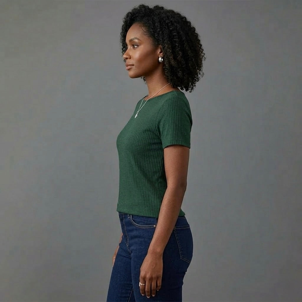Naya | Ribbed Short Sleeve Top