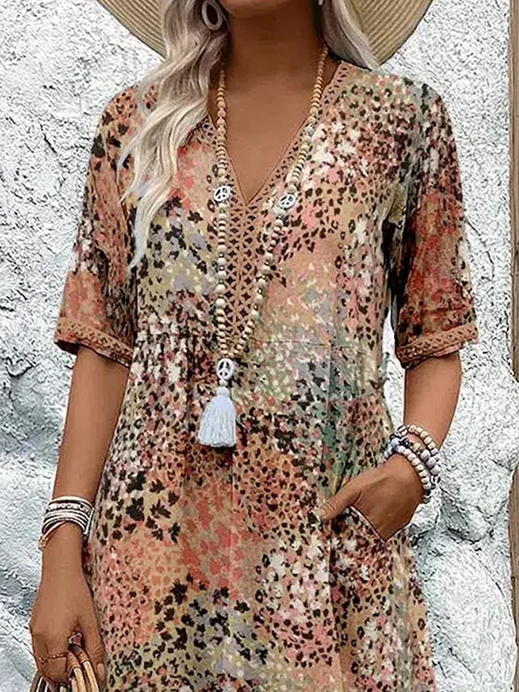Harper | Elegant Floral Midi Dress with Tummy Coverage